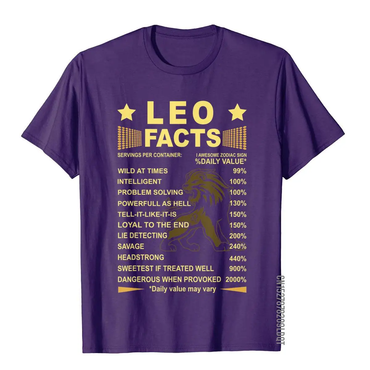 Leo Facts Zodiac Funny Leo Birthday Gift Tee T-Shirt__B7298purple