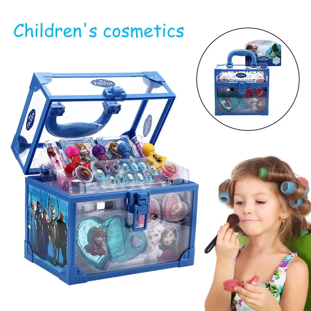

Kids Cosmetic Make-up Set for Girls Ice Romance Princess Makeup Case Birthday Gift Play House Toy