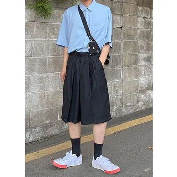 

2020Spring And Summer New Youth Popular Men's Solid Color Single-breasted Five-point Sleeve Shirt Fashion Casual Bottoming Shirt