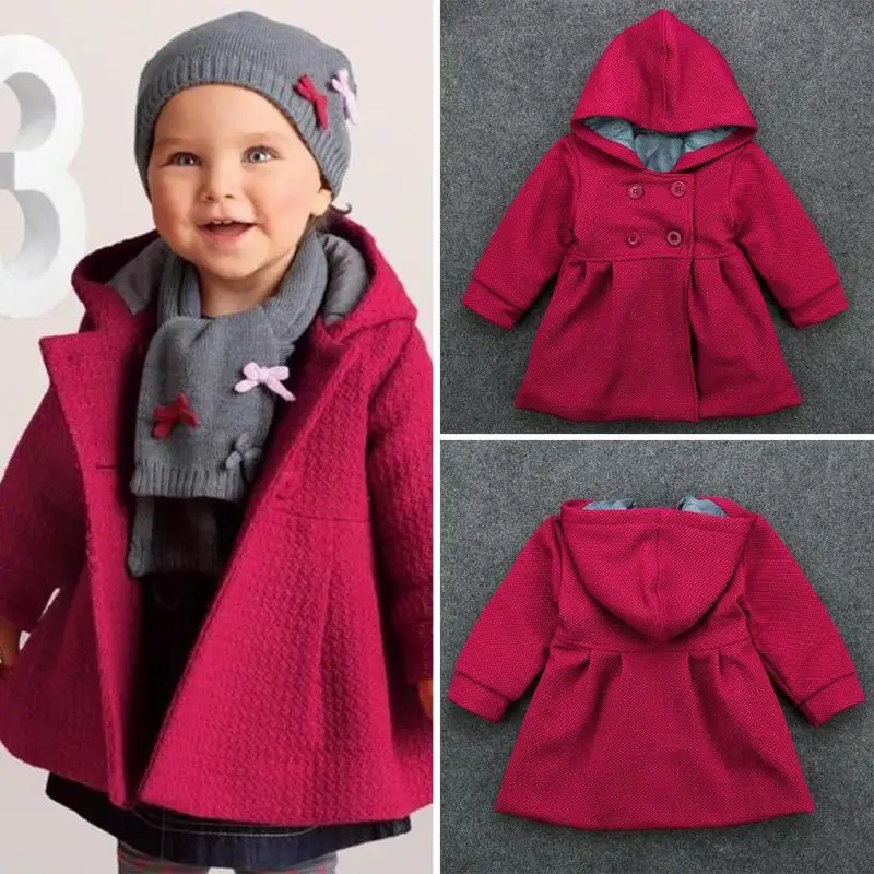 Хлопок Зимняя одежда модный джинсовый жакет удобная мягкая одежда с длинным рукавом Детский комплект с капюшоном, комплект из пальто для девочек; Верхняя одежда для малышей