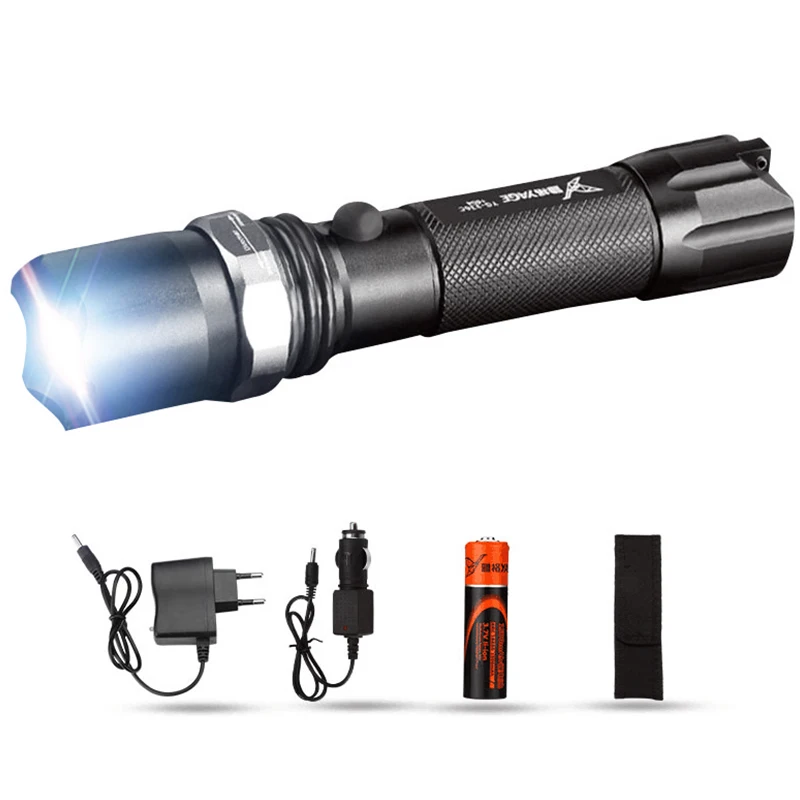 

Brand YAGE 336C CREE XP-E LED Flashlight Aluminum Waterproof Zoomable Self defense Torch Light with1*18650 Battery +car charger