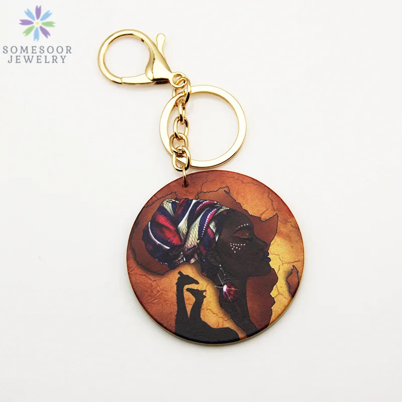 SOMESOOR Wholesale Custom Photo Print Keyholder Stainless Steel Gold Color Personalized Pendant Keychain For Women Gift 10Pcs