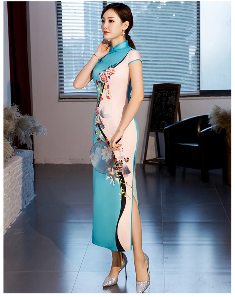 Cheongsam женское платье с длинным следующих применений: представления на сцене cheongsam платья XL показать этикет леди форма Ципао китайское платье Ципао