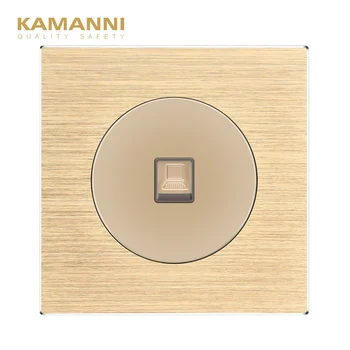 

Kamanni Computer Socket Gold/Black 2 Colors Optional 5a EU/UK/US Standard Aluminum Alloy Panel PC Weak Current Socket L77 86mm