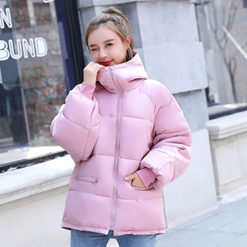 Kopen Solid Hooded Thicken Warm Korte Down Jassen Vrouwen Koreaanse Stijl Ritsen Zakken Slim Brood Jassen Vrouwelijke Mode Hardy Jassen Nieuwe