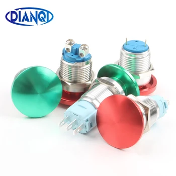 

16mm Metal Waterproof Alloy Push Button Switch mushroom Momentary 1NO Button Pin terminal press button 16MG