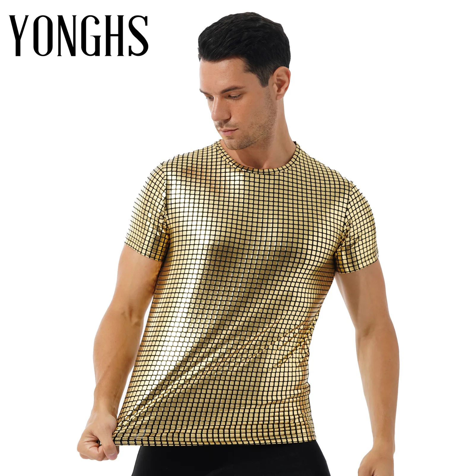 Men Fashion Shirt | Shiny Shirt Men | Men's T-shirts | T-shirts Men ...