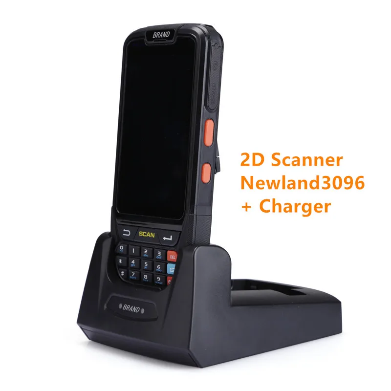 2D and charger Android Ручной КПК сканер данных терминал 4 дюймов сенсорный экран 4G gps отслеживание 1D 2D сканер штрих-кода КПК - Цвет: 2D and charger