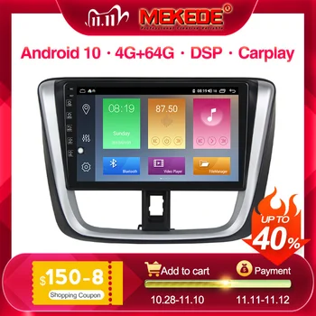 

4G+64G HD 1024x600 4G LTE Android 10 For TOYOTA VIOS YARIS 2017 Multimedia Stereo Car DVD Player Navigation GPS Radio