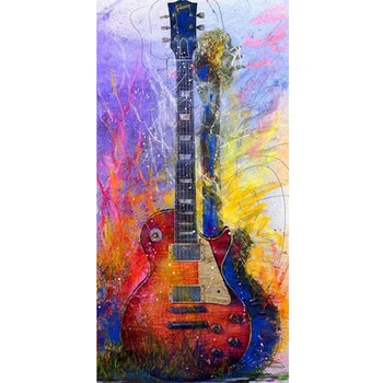 

Embroidery 5D Diamond Cross Stitch Musical Instrument Painting Home Decor Guitar Full Round Drill Picture Handmade Wall Sticker