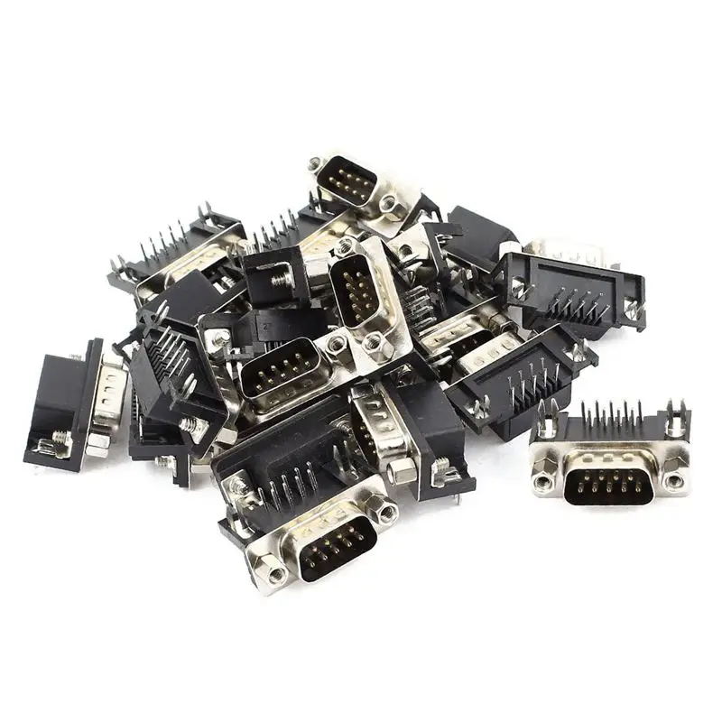 

20 pieces right angle panel mount DB9 RS232 Serial with male socket connector