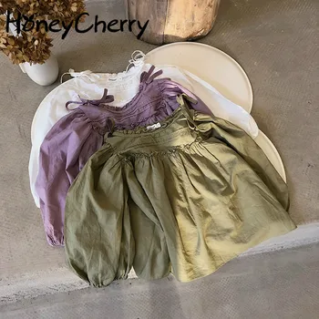 

2020 Autumn girls blouse New Solid Color Lace Girl's Shirt cute long sleeves children shirt baby girl clothes