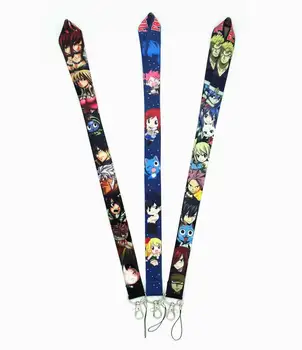 

100 PCS Fairy Tail key lanyards id badge holder keychain straps for mobile phone Wholesale Free Shipping