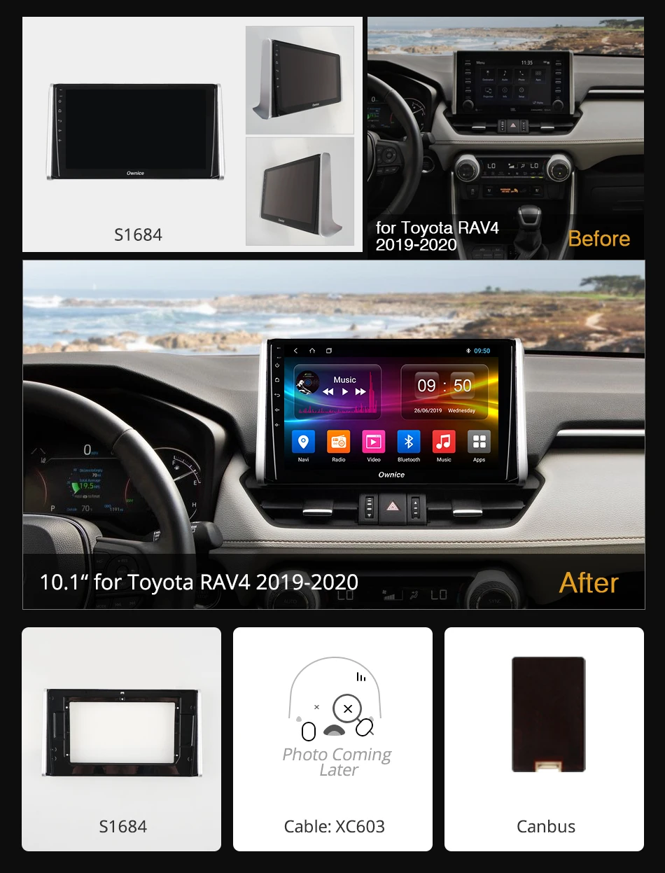 Ownice k3 k5 k6 Android 9,0 Автомагнитола 2 Din gps Navi для Toyota RAV4 4G LET DSP 4Gb+ 64Gb Octa Core 360 Panorama SPDIF