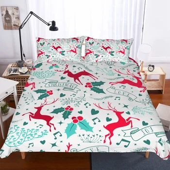 

BEST.WENSD 3D deer christmas bedding Super comforter bedding sets Reactive Printing Cartoon bed cover set Cotton 2/3pcs bedsets