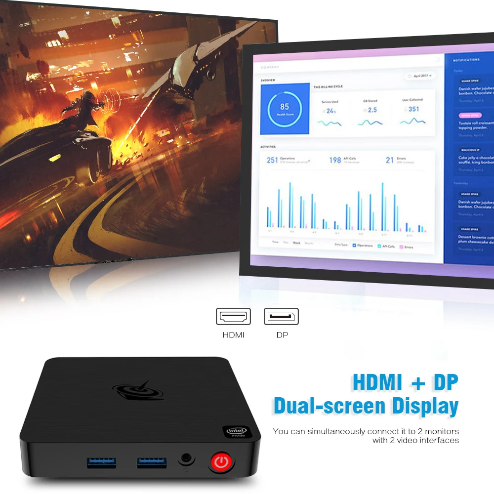 Beelink T4 мини ПК Intel Atom x5-Z8500 Windows 10 настольный ПК 4 Гб+ 64 ГБ 2,4/5,8 ггц WiFi BT4.0 HDMI+ DP двойной дисплей