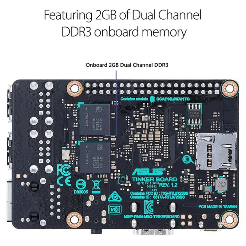 ASUS SBC паяная панель RK3288 SoC 1,8 ГГц четырехъядерный процессор, 600 МГц Mali-T764 GPU, 2 Гб LPDDR3 tinkerboard Thinker Board/tinkerboard