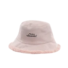 2021 New Double Face bucket hat Inrerior Lamb Wool And Upper Cotton Hat Winter Warm Fishing Caps Men Women Tide Flat Top Hats