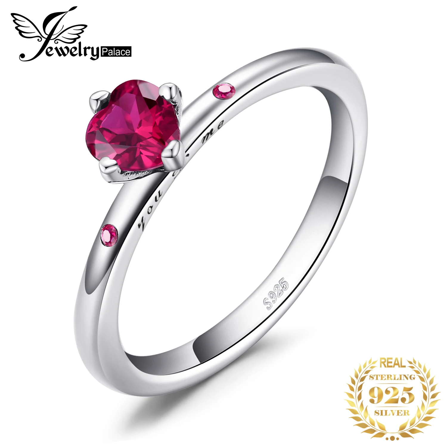 Jewelrypalace стерлингового серебра 925 искреннюю любовь Алые СОЗДАН Ruby Solitare кольцо