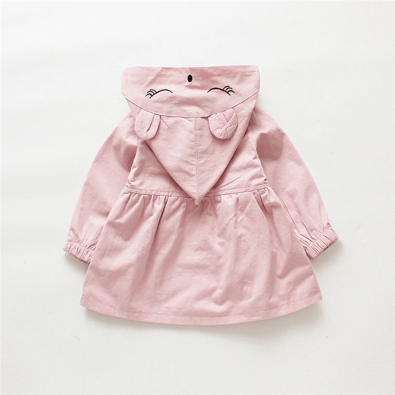 Baby Girls Cartoon Eyelash Ear Hooded Coat Outerwear Cute Toddler Children Bow Long Sleeved Windbreaker Jackets Clothes 2-6T A20