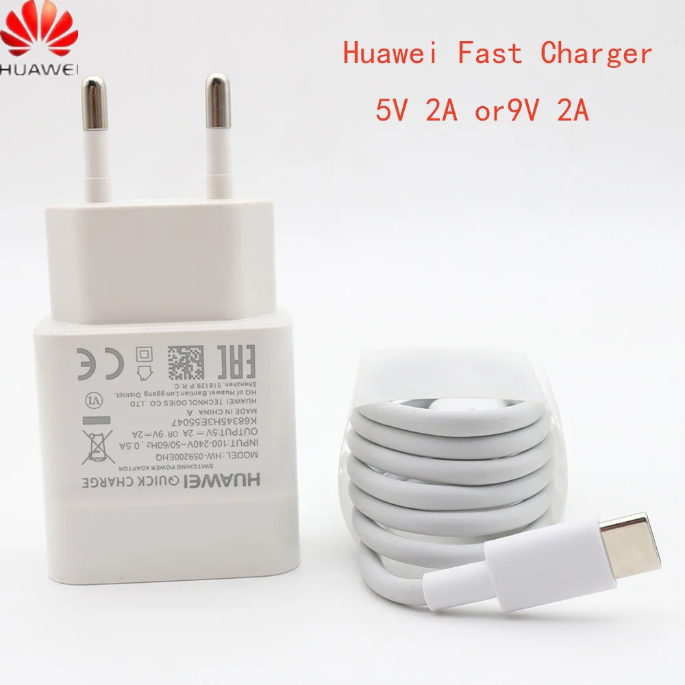 

Original Huawei Fast Charger 9V 2A EU US plug adapter Usb 3.1 Type-C cable for P20 P30 lite P9 P10 Nova 3 4 4e Honor 9 8 V10