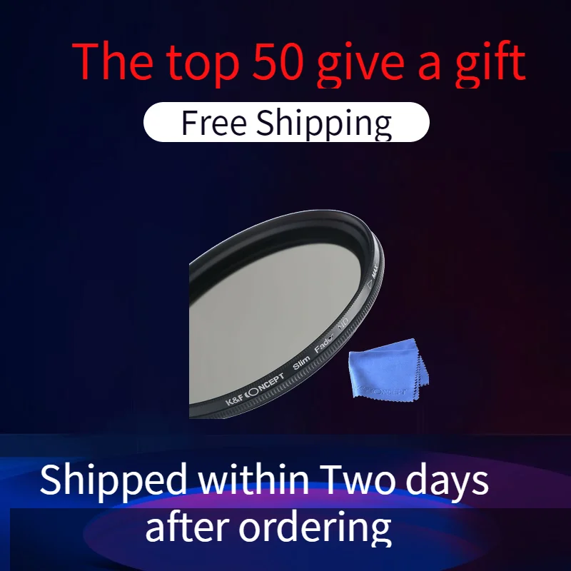 

K&F Concept ND2-400 Fader Neutral Density ND Filter for nd filter 82mm variable in camera filter For Canon Nikon Sony DSLR