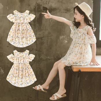 

Girl Clothing Chiffon Dress Little Girl Summer Child 6-year-old Princess Student Foreign Clothes Dress for Girls 10 To 12 Years