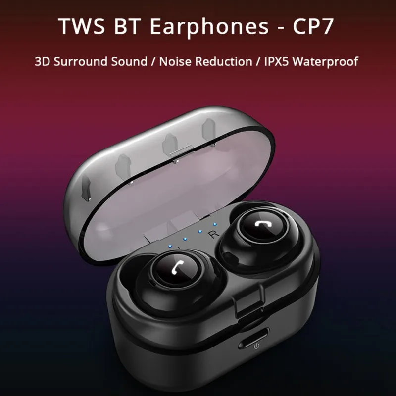 Спорт для Bluetooth 5,0 бас гарнитура БЕСПРОВОДНЫЕ стереофонические стерео звук в ухо бас наушники с зарядным устройством
