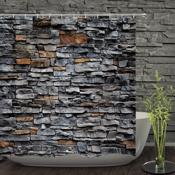 

Old Brick Wall Shower Curtains Bathroom Curtain for Home Decoration Waterproof Polyester Fabric Bath Screen Curtain With 12 Hook
