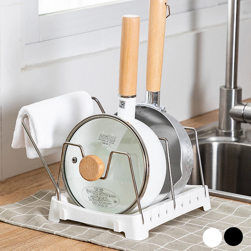 

1Pc Adjustable Slot Pot Lid Rack Home Storage Drain Holder Tray Shelf Kitchen Organizer