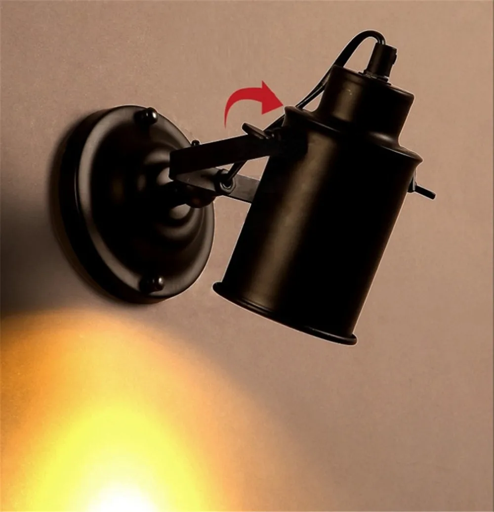 American Retro LED Wall Lamp Loft Style Adjust Sconce Wall Lights Black Rust Iron Light Home Decor Lighting Vintage Luminaire (10)