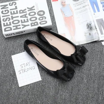 

2019 Shallow mouth square head flat shoes female sweet butterfly results frozen shoes wild scoop shoes women's shoes
