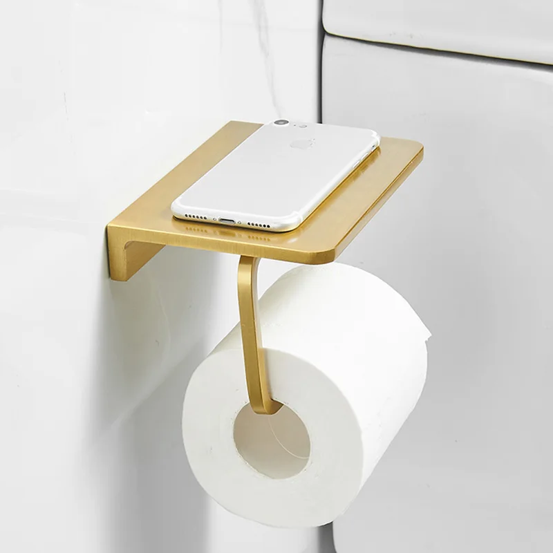 Toilettenpapierhalter Aus Gebürstetem Gold. Toilettenaufhänger. Aluminium-Telefonplattform. Badezimmer-Hardware-Set