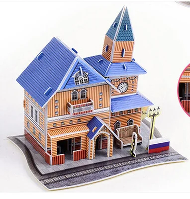 Креативная 3D головоломка в мире Стиль Уличная бумажная модель здания Россия Китай Нидерланды Португалия 3D миниатюрные детские игрушки сделай сам - Цвет: 62