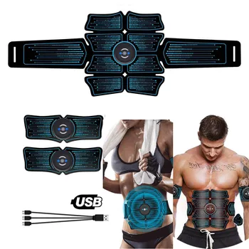 

USB Rechargable Equipment Training Gear Muscles Electrostimulator Toner Gym Abdominal Muscle Stimulator Trainer EMS Abs Fitness