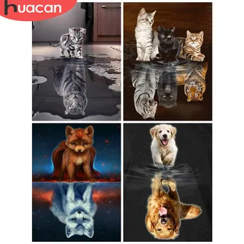 

HUACAN Diamond Painting Cat Animal 5D DIY Mosaic Diamond Embroidery Tiger Full Square/Round Decor Home Picture Of Rhinestone