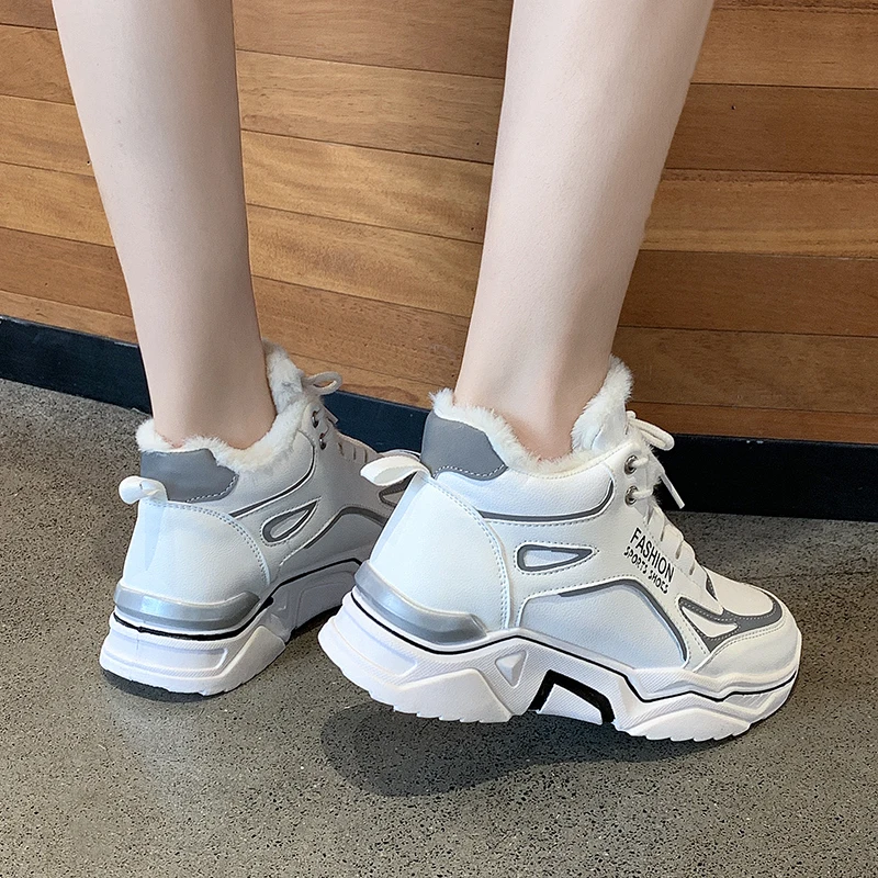 Зимние сапоги женские ботильоны теплые зимние ботинки женская обувь SneakersWedge женская обувь со шнуровкой Для женщин короткие теплые боты k885