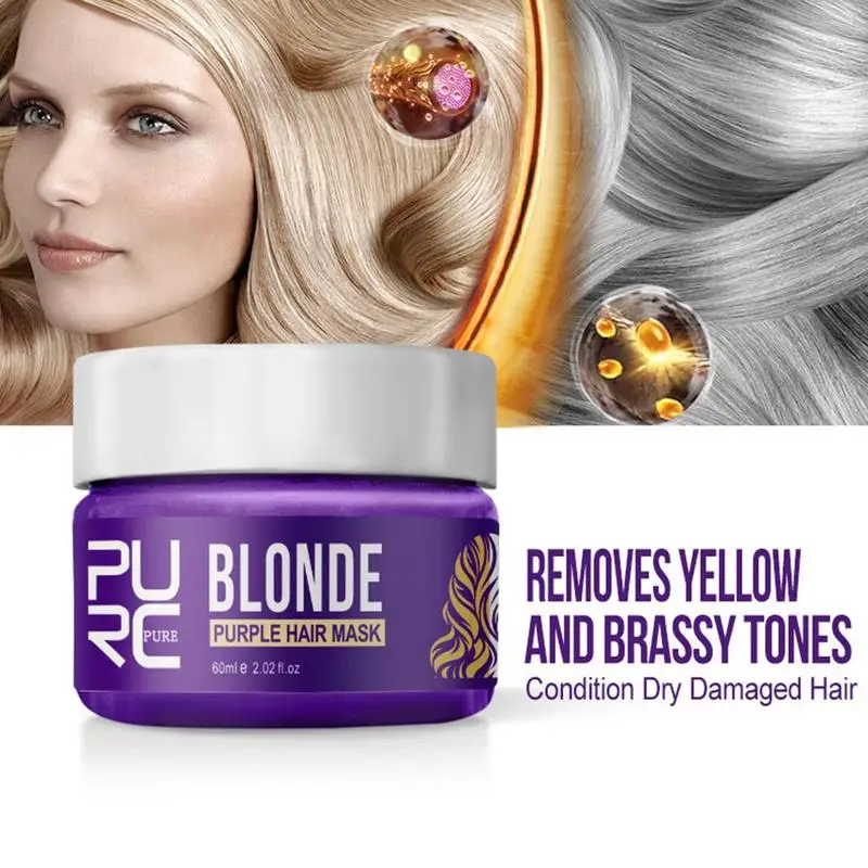 Purc Purple Hair Mask Repairs Frizzy Make Hair Soft Smooth Removes Yellow And Brassy Tones 60ml Magical Treatment Hair Mask