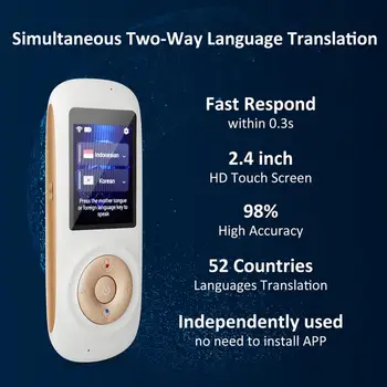 

Language Translator Device All Languages 70 Languages WiFi/Hotspot/Offline Two Way Portable Smart Instant Voice Translator