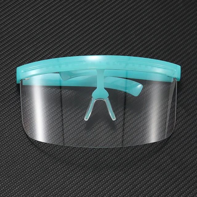 Oversized Windproof Mask Goggles Sunglasses Women Fashion One Piece Rimless Sunglasses Men Outdoor UV400 Crystal Glasses O960 Blue-Clear