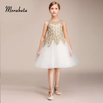 

Little Girls Short Pageant Dresses 2019 Scoop Neck Sleeveless Ball Gown Princess Tulle Knee-length Flower Girl Dresses