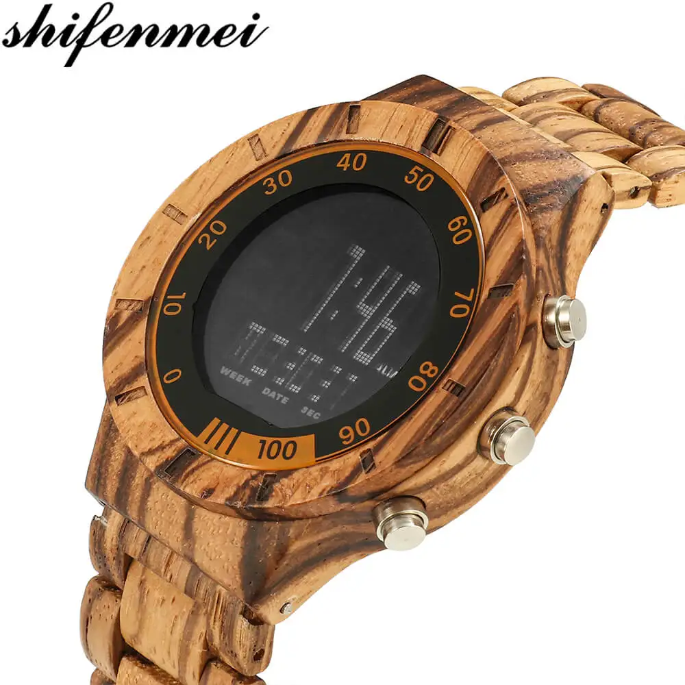 Shifenmei новые стильные мужские электронные часы деревянные электронные часы Homines электронные часы vigilias habentes подарок памятные - Цвет: S5559-4