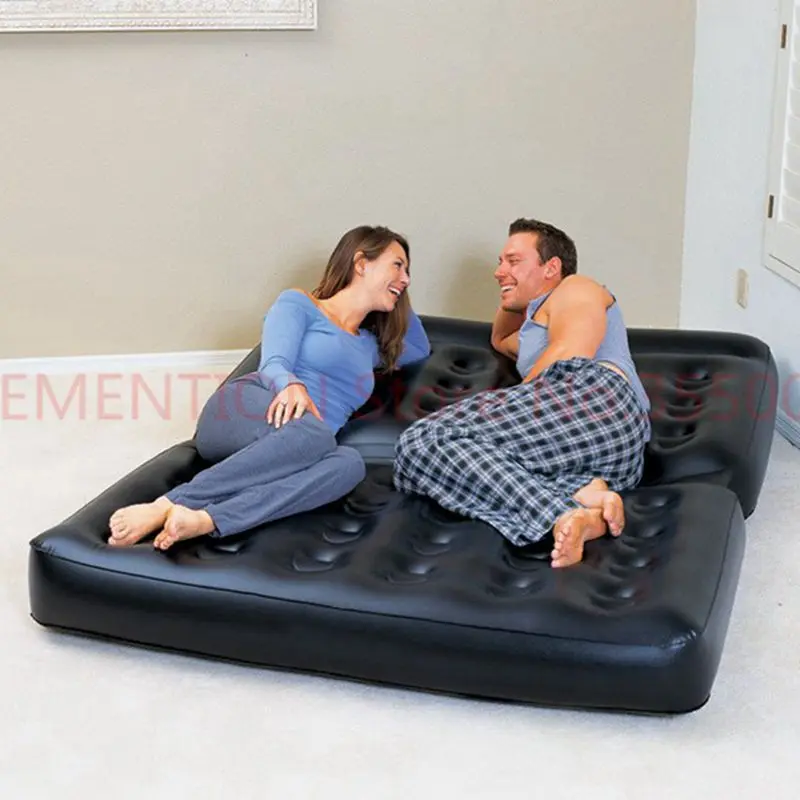 Два человека сиденье большой мешок кресло, сплошной черный надувной воздушный диван, гостиная диван, набор мебели для помещений 5 шт