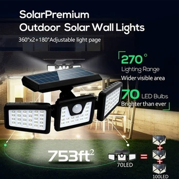 

74 LED Outdoor Solar Wall Light Solar Lamp Waterproof Wall Street Light for Garden Yard Path Decoration