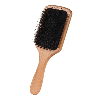 

Bristle Paddle Brush Cushion Wood Hair Massage Brushes for Detangle Hair Styling Tools Anti Static