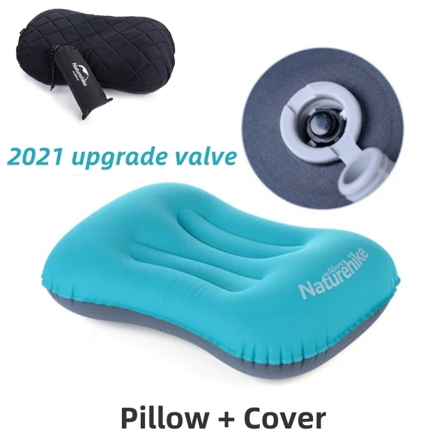 Naturehike Updated Inflatable Pillow Camping Air Pillow Ultralight Hiking Sleeping Pillow Outdoor Compressible NH Travel Pillow 2021 Blue A Set