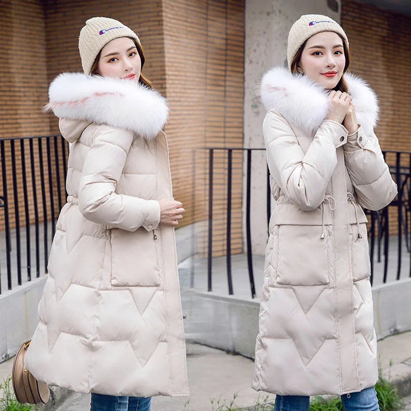 

Photo Shoot 19 Years New Style down Jacket Women's Korean-style Mid-length Fashion Casual Slimming Thickening Large Fur Collar C