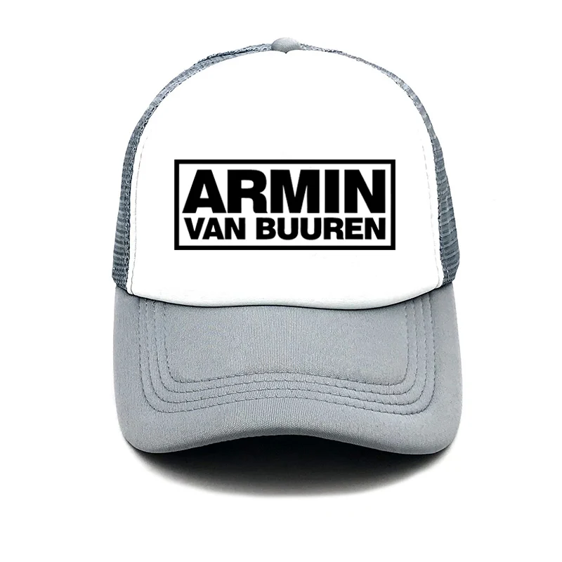 Armin Van Buuren DJ печатная шапка с сеткой бейсболка Мужская и wo мужская летняя бейсболка новая молодежная Солнцезащитная шляпа пляжный козырек - Цвет: Серый