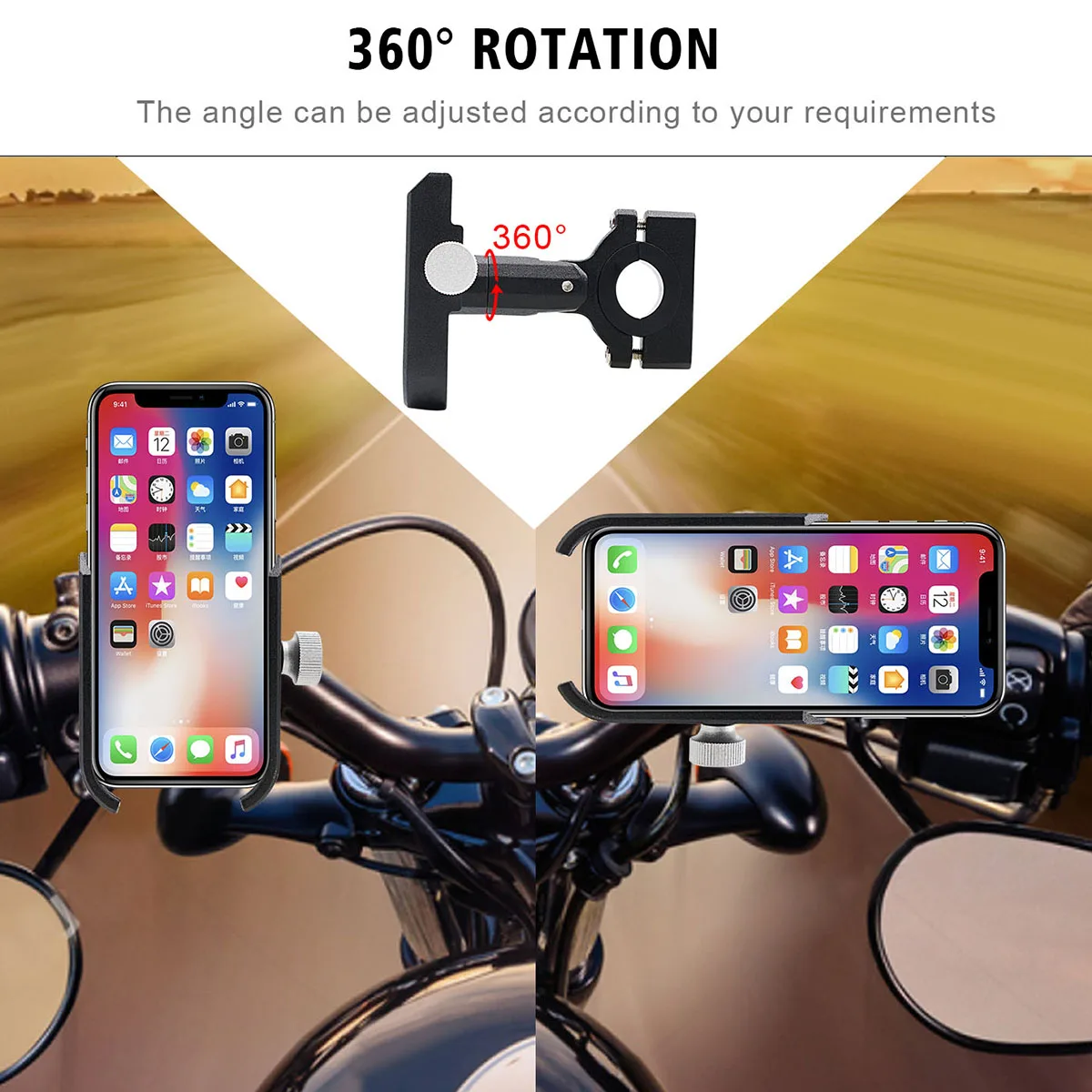 Мотоцикл руль 360 ° Вращение держатель Руль для мотоцикла кронштейн подставка для мобильного телефона Аксессуары для GPS