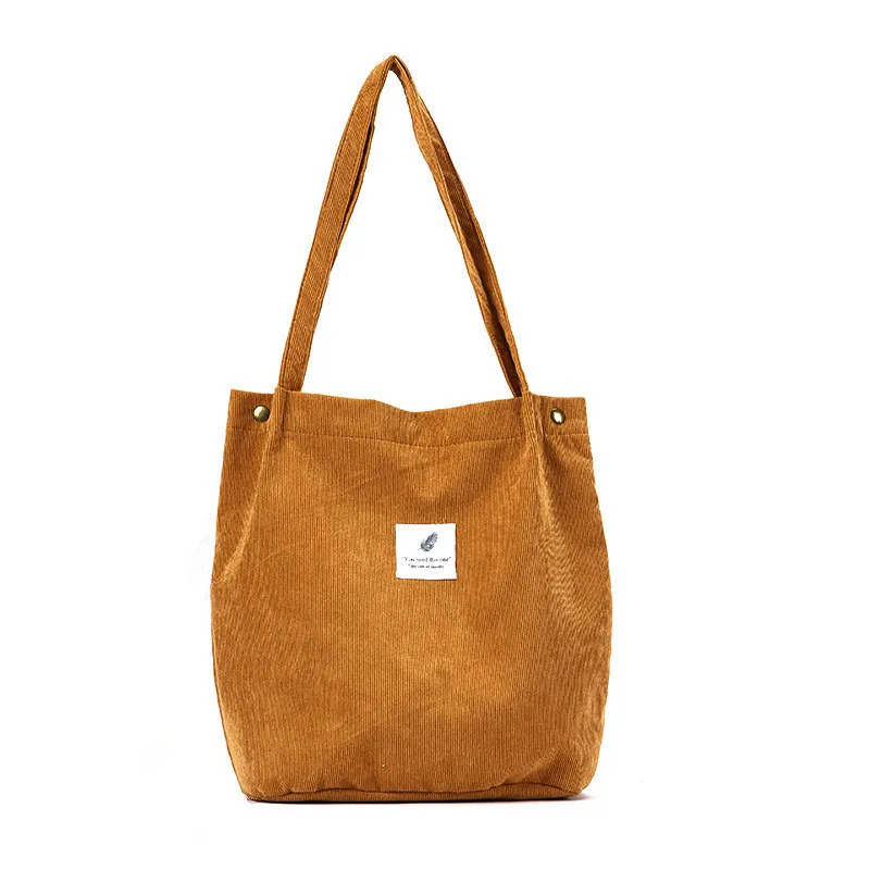 

NAVO Reusable Shopping Bags Women Girls Casual Corduroy Tote Bag Lightweight Portable Eco Shoulder Handbags
